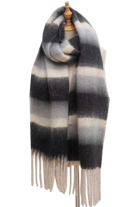 Bufanda Gruesa de Rayas con Flecos para Hombre y Mujer - Image 15