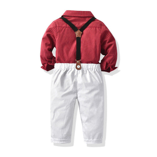 Traje Formal para Niño con Corbatín, Tirantes y Pantalón Rojo - Image 3