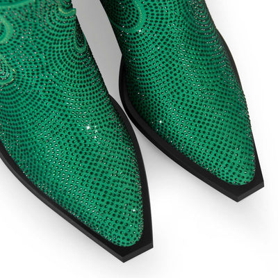 Manga Tacón Grueso con Cristales Brillantes - Respira de Bebé Verde - Image 11
