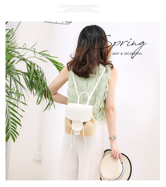 Mochila de Viaje Compacta para Mujer - Bolso Tejido de Paja - Image 20