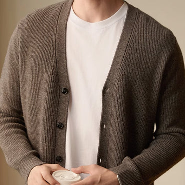 Cardigan de Lana Tejido Cuello V Casual Hombre Otoño Invierno