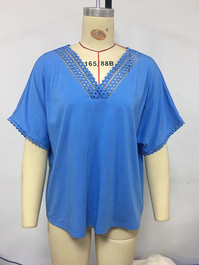 Suéter Suelto de Verano con Cuello V y Detalles Calados - Image 12