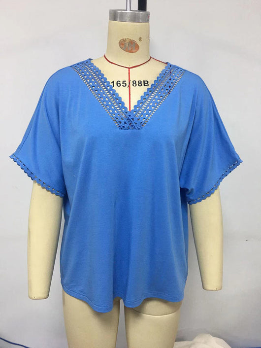 Suéter Suelto de Verano con Cuello V y Detalles Calados - Image 12