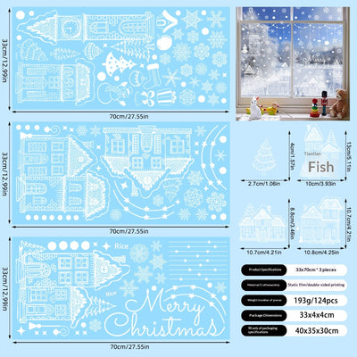 Pegatinas de Copos de Nieve Navideñas para Ventanas - Decoraciones Reutilizables - Image 6