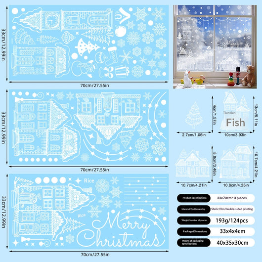 Pegatinas de Copos de Nieve Navideñas para Ventanas - Decoraciones Reutilizables - Image 6