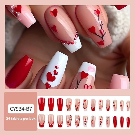 Adhesivos de Uñas Corazón Rojo Largo - Image 5
