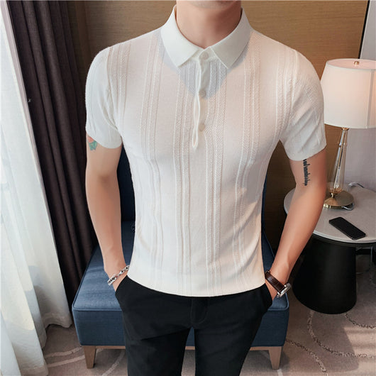 Polo Tejido de Manga Corta para Hombre con Textura y Elasticidad - Image 15