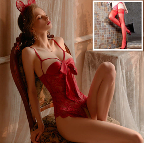 Enterizo de Encaje Transparente con Moño - Seducción y Elegancia - Image 9