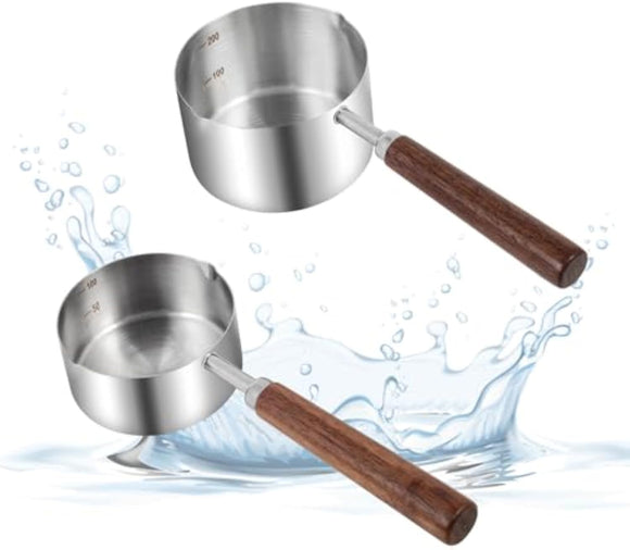 Cucharón Medidor para Alimento de Mascotas Acero Inoxidable 304 con Mango de Madera