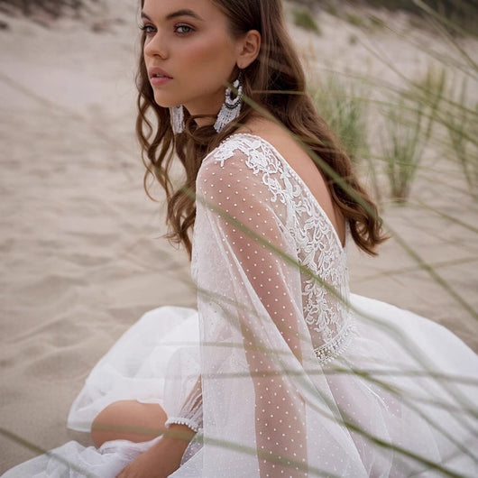 Vestido de Novia Mesh Elegante con Corte Dividido - Diseño Moderno y Sofisticado - Image 3