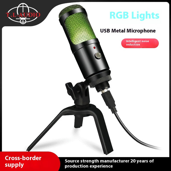 Micrófono Condensador RGB para Gaming, Streaming y Grabación Profesional