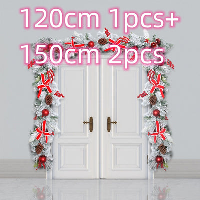 Corona Navideña Exterior con Efecto Nieve - Decoración Puerta Ratán Flocking - Image 18