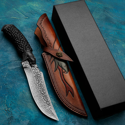 Cuchillo de Supervivencia Damasco Forjado a Mano - Alta Dureza para Aventuras - Image 7