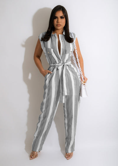 Jumpsuit para Mujer con Estampado de Rayas y Bloques de Color - Image 10