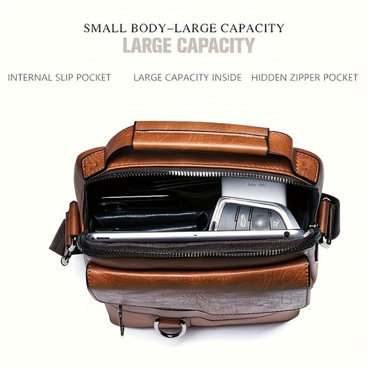 Bolsa Mensajera de Cuero PU para Hombre con Monedero Integrado - Image 8