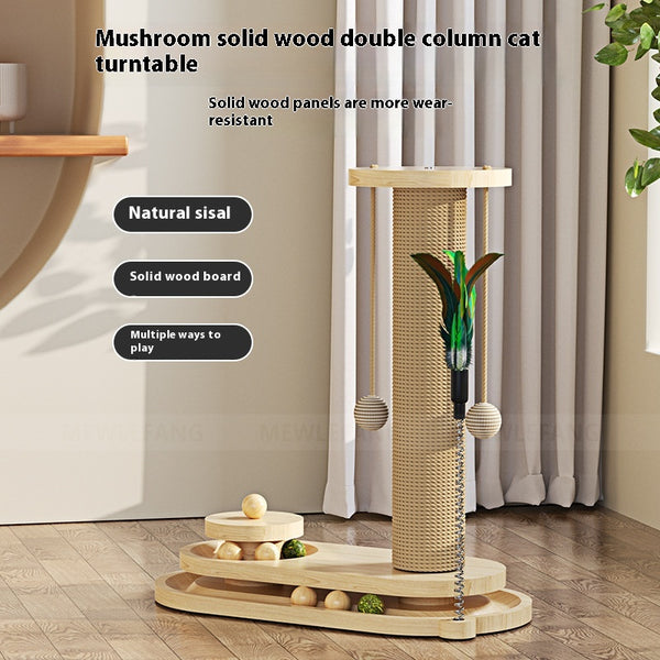 Rascador Giratorio de Madera Maciza para Gatos - Juguete Duradero