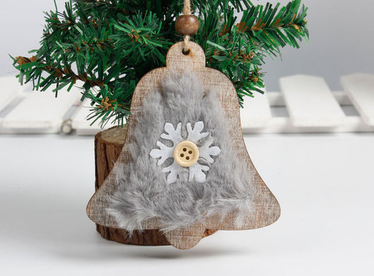 Adorno Navideño Campana de Árbol con Sombrero de Fieltro y Madera - Image 5