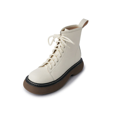 Botas Martin de Caña Alta para Mujer con Patrón Lichee en Cuero Vacuno