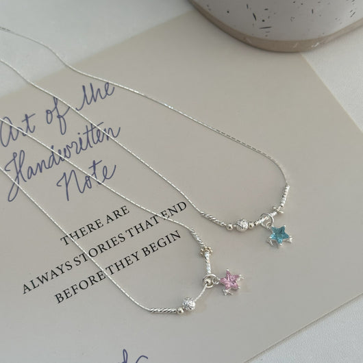 Collar de Plata S925 Estrella Diamante Colores Pastel - Diseño Delicado para Clavícula