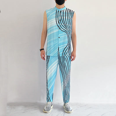 Pantalones Casuales Plisados con Estampado a Rayas para Hombre