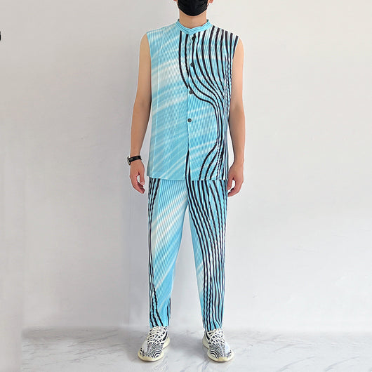 Pantalones Casuales Plisados con Estampado a Rayas para Hombre