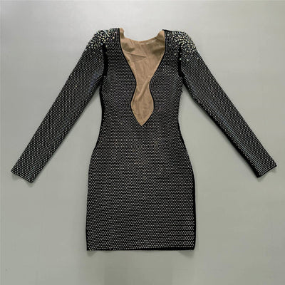 Vestido Ajustado con Strass y Diseño Cruzado - Image 9