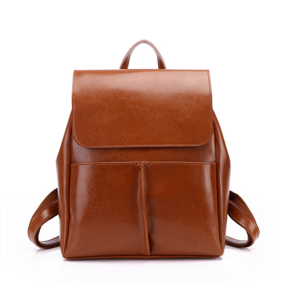 Mochila de Cuero Encerado Retro para Mujer - Estilo Casual y Versátil - Image 3
