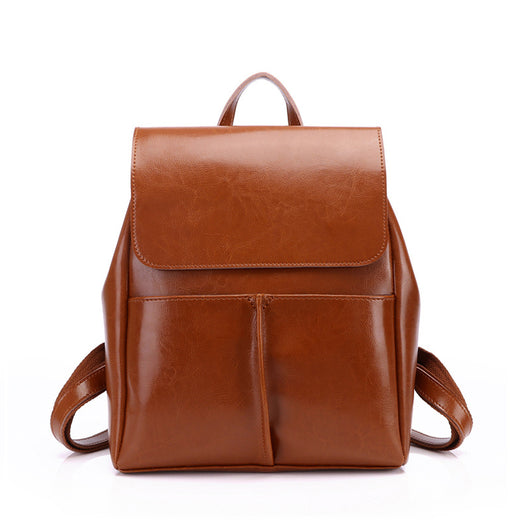 Mochila de Cuero Encerado Retro para Mujer - Estilo Casual y Versátil - Image 3