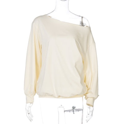 Blusa Suelta Cropped de Manga Larga en Color Sólido para Mujer - Image 6