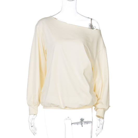Blusa Suelta Cropped de Manga Larga en Color Sólido para Mujer - Image 6