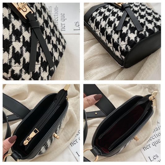 Bolso Bandolera Estilo Hong Kong Cuadros Houndstooth Vintage - Image 2