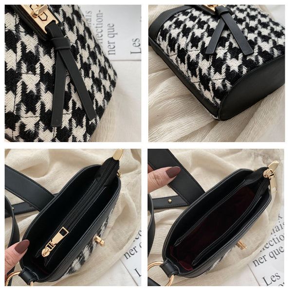 Bolso Bandolera Estilo Hong Kong Cuadros Houndstooth Vintage