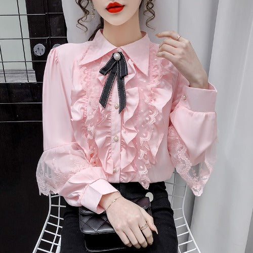 Blusa Vintage Palacio Victoriano para Mujer con Lazos y Volantes Lolita - Image 7
