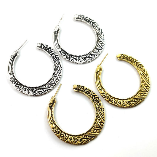 Aretes Vintage Grabados en C - Aleación Elegante - Image 10