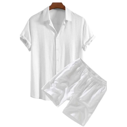 Conjunto Casual de Camisa y Shorts de Color Sólido para Hombre - Image 5
