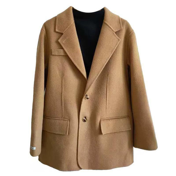 Abrigo Corto de Cachemira Reversible Estilo Retro para Mujer