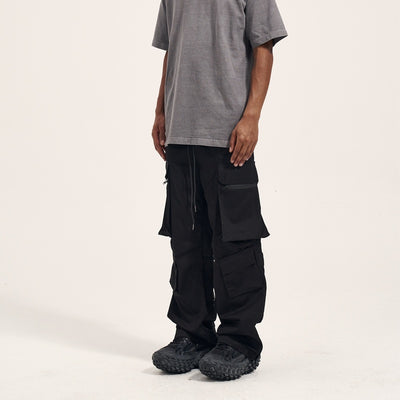 Pantalones Casuales Retro para Hombre con Bolsillos Múltiples y Cierre Lateral