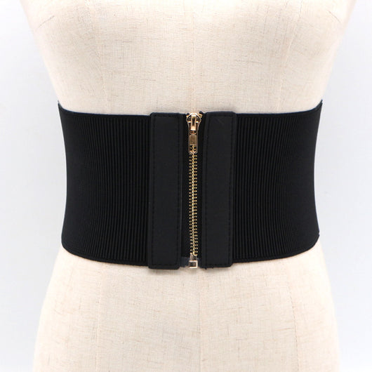 Cinturón Elástico Ancho Negro con Decoración para Camisas - Image 6