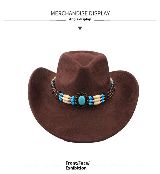 Sombrero Vaquero Punk de Ala Ancha con Peluche Sintético para Montar a Caballo - Image 18