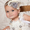 Diadema Bebé Bordada con Brillos Detalles Raw Edge