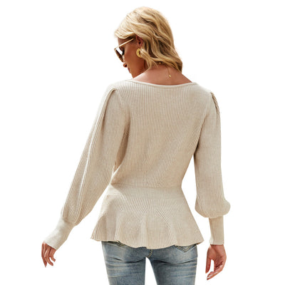 Blusa Tejida con Mangas Linterna y Cintura Marcada - Image 2