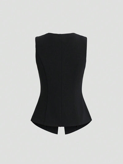 Chaleco Elegante Sin Mangas Cuello Redondo Ajustado a la Cintura - Image 19