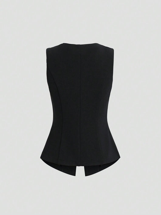 Chaleco Elegante Sin Mangas Cuello Redondo Ajustado a la Cintura - Image 19