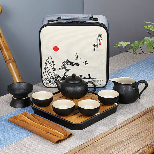 Juego de Té de Cerámica Negra Japonesa Artesanal - Image 6