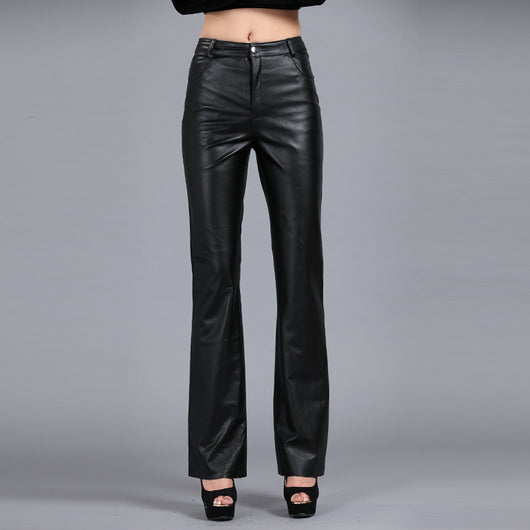 Pantalón de Cuero Bootcut Liso para Mujer - Traje Elegante - Image 10