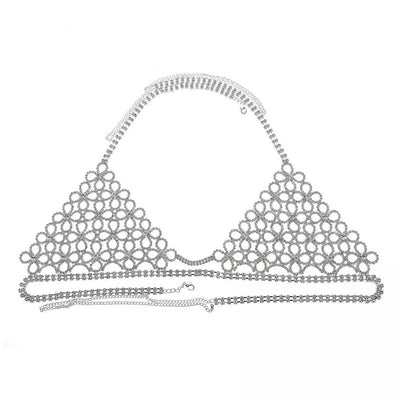 Bikini con Cadena de Flores Huecas y Cristales Brillantes - Image 4
