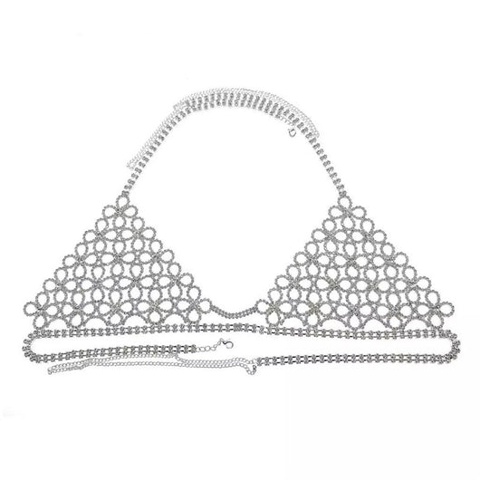 Bikini con Cadena de Flores Huecas y Cristales Brillantes - Image 4