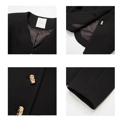 Blazer Cropped Negro con Hombreras Estilizadas - Image 3