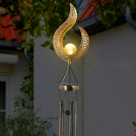 Lámpara Solar de Hierro Forjado con Diseño de Llama - Decoración de Jardín