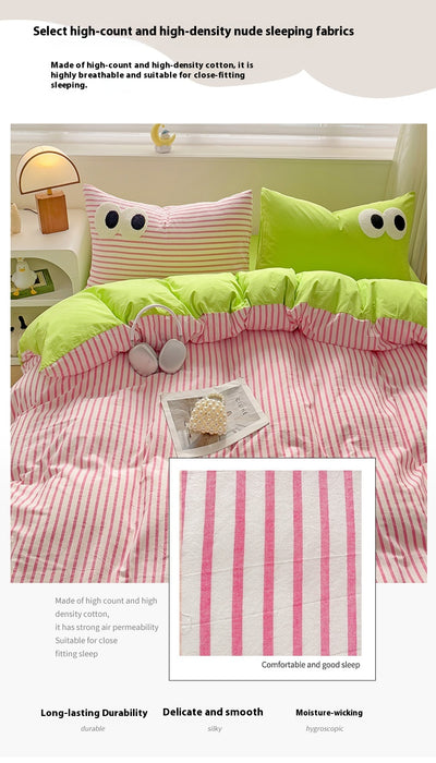 Juego de Cama Ojos Grandes - Funda Nórdica 4 Piezas Efecto Satinado - Image 31